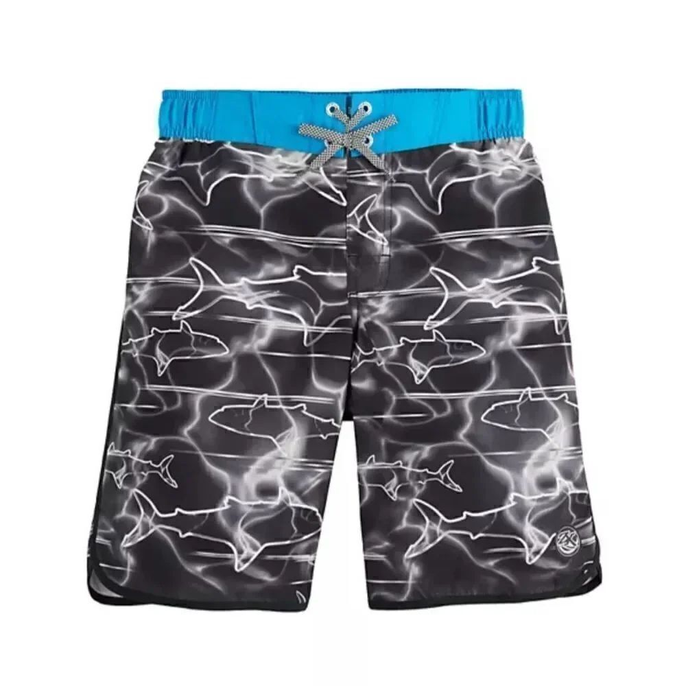 ZeroXposur Boy’s Black Drift Shark Graphic Swim  Trunks Large 14/16